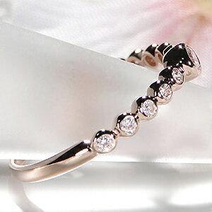 K10PG 0.25ct ドット ハーフ エタニティ ダイヤモンド リング シンプル