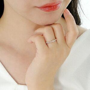 K10PG 0.25ct ドット ハーフ エタニティ ダイヤモンド リング シンプル