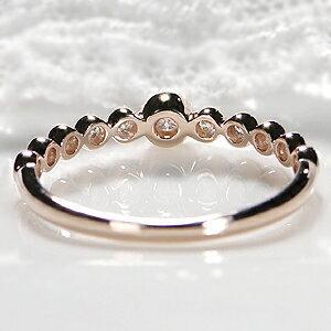 K10PG 0.25ct ドット ハーフ エタニティ ダイヤモンド リング シンプル