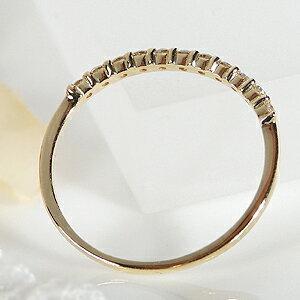 K18YG ダイヤモンド ハーフ エタニティ リング 0.2ct 細身 華奢