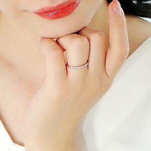 K18PG ダイヤモンド ハーフ エタニティ リング 0.2ct 細身 華奢 シンプル 人気 可愛 18金 ゴールド ダイヤ ダイア 指輪 ギフト プレゼント ゴールド EmR0061の画像