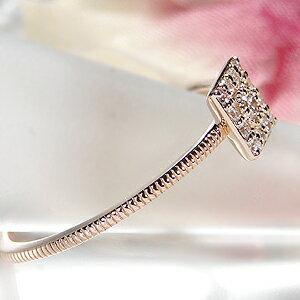 K10PG スクエアモチーフ ダイヤモンド リング 可愛い 人気 10金