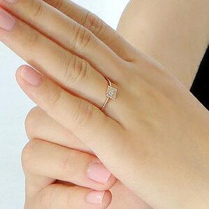 K10PG スクエアモチーフ ダイヤモンド リング 可愛い 人気 10金