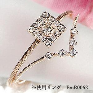 K10PG スクエアモチーフ ダイヤモンド リング 可愛い 人気 10金