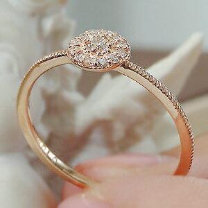 K10PG ラウンド ダイヤモンド リング 可愛い 人気 10金 ゴールド