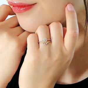 K10PG ラウンド ダイヤモンド リング 可愛い 人気 10金 ゴールド