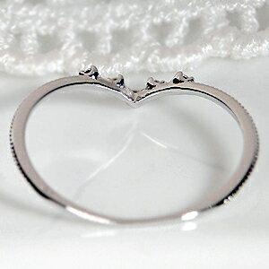 K10WG ダイヤモンド Vライン 細身 リング 可愛い 人気 10金