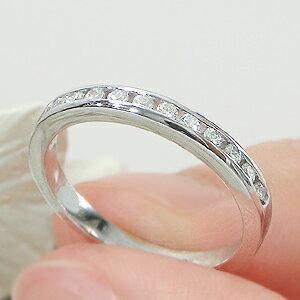 pt950 レール留め ダイヤモンド ハーフ エタニティ リング 0.2ct ダイヤ シンプル 人気 プラチナ 指輪 レディース ジュエリー 品質保証 送料無料 EmR0087-ptの画像