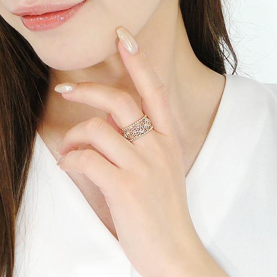 K10YG 0.2ct フラワー ダイヤモンド 透かし リング 送料無料 薔薇 バラ 
