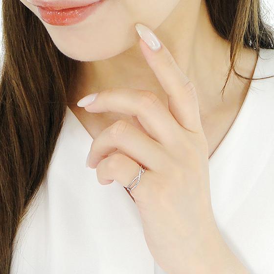 K10 YG PG WG ダイヤモンド ピンキー リング 送料無料 ゴールド 10金 10k 一粒 クロス ウェーブ X 華奢 極細 普段使い 指輪 人気 ゴールド 小指 EmR0131の画像
