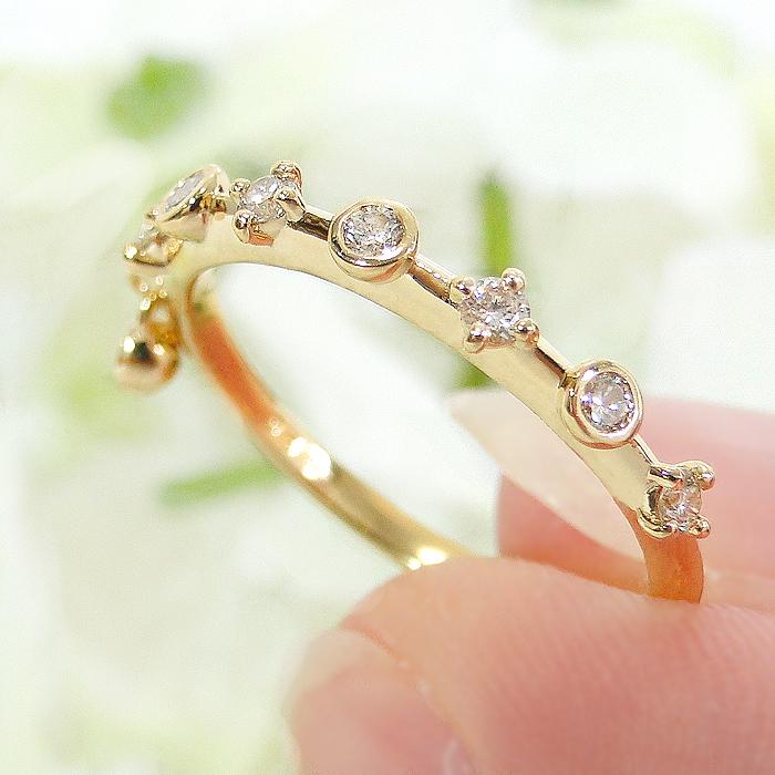 K18YG ダイヤモンド リング 0.20ct 送料無料 無垢 エタニティ ダイヤ