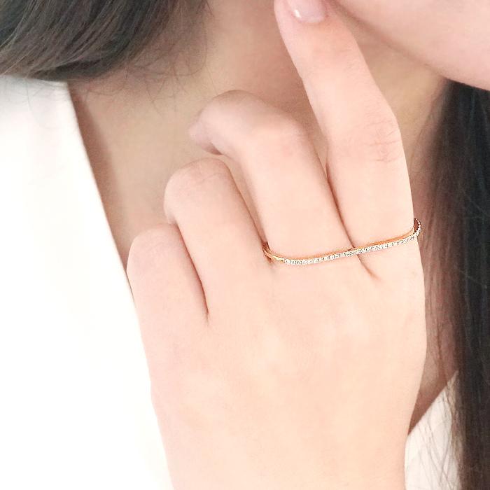 K10YG ダイヤモンド ダブルフィンガーリング 0.28ct 送料無料 ゴールド