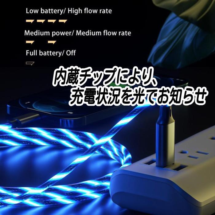 光るケーブル iPhone充電ケーブル 充電コード 充電器 ライトニング