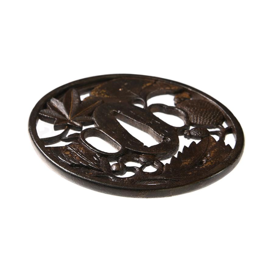 刀装具　鉄鍔　鐔　② 武具　刀 鍔・鐔 長州住正義 吹寄透鍔/鍔【保存刀装具】刀装具 日本刀 刀剣