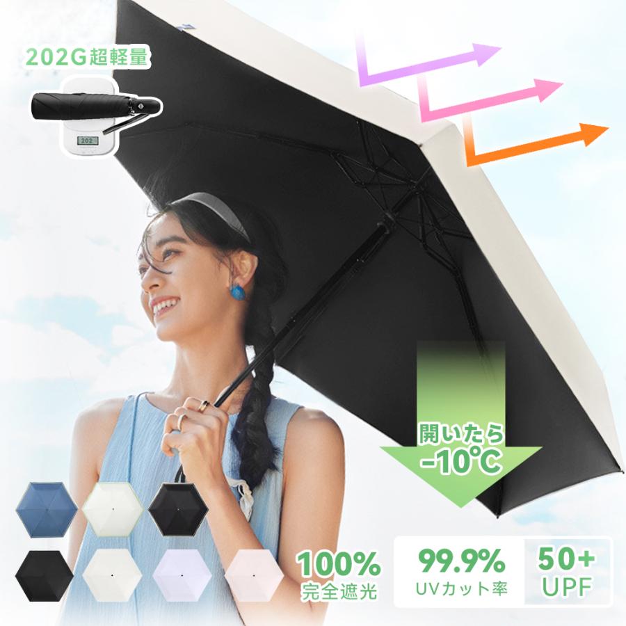 日傘 晴雨傘 折りたたみ傘 遮光率100% 軽量202g ワンタッチ自動開閉 UV