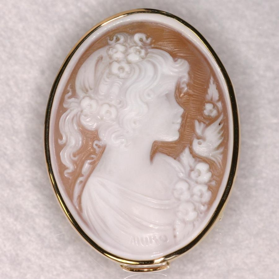 A-68 18金 K18YG 作家ムーロの手彫りカメオ / ペンダントトップのみ(チェーンは別売)