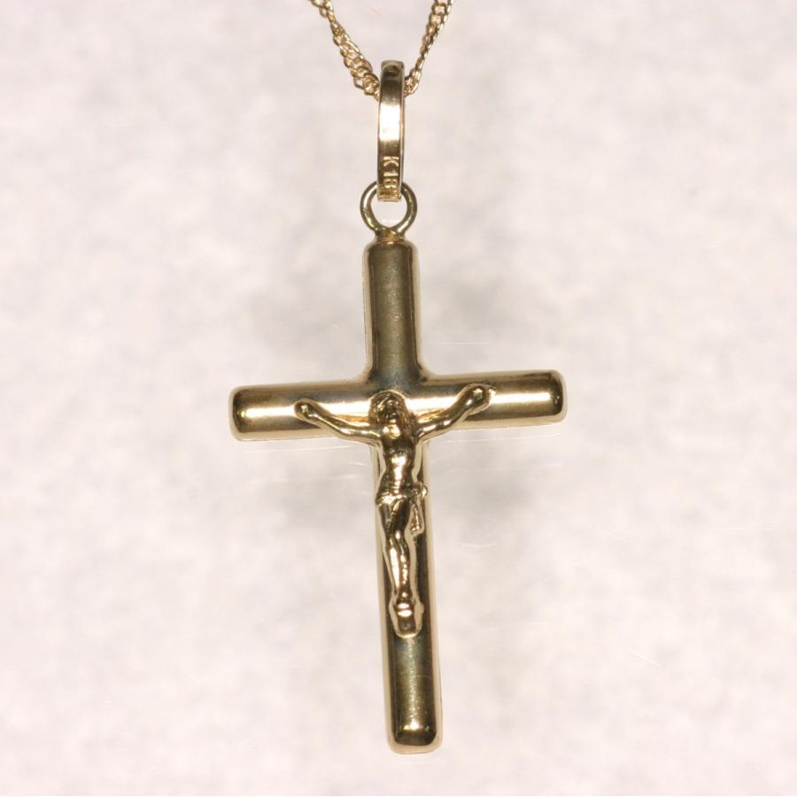 B-38 18金 K18YG キリストのクロスペンダント / K18YGペンダントトップ＆K18YGチェーン