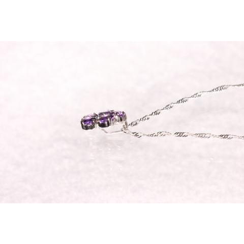 C-36 18金 K18WG ５弁の花アメジストのペンダント / ペンダントトップ＆チェーン |  | 02