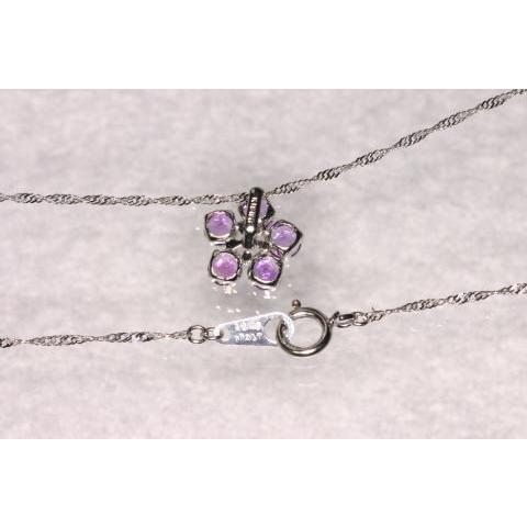 C-36 18金 K18WG ５弁の花アメジストのペンダント / ペンダントトップ＆チェーン |  | 03
