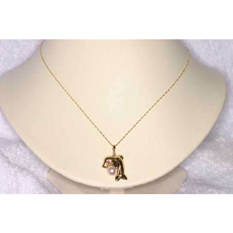 F-26  18金 　K18真珠を抱いたイルカのペンダント / ペンダントトップ＆チェーン |  | 04