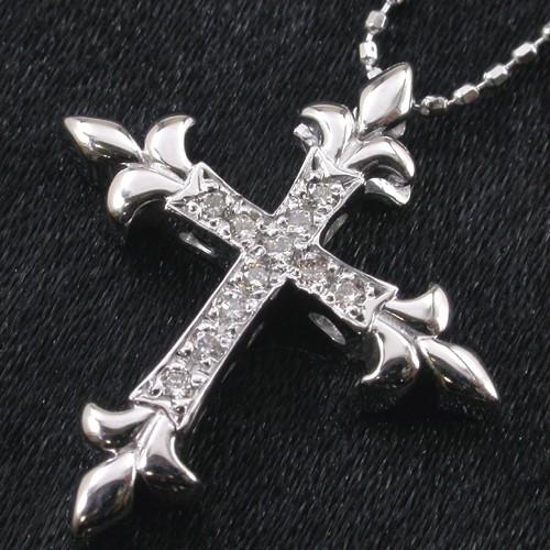 ダイヤクロスペンダント K18WG チェーン(K18WG) 付き ペンダント