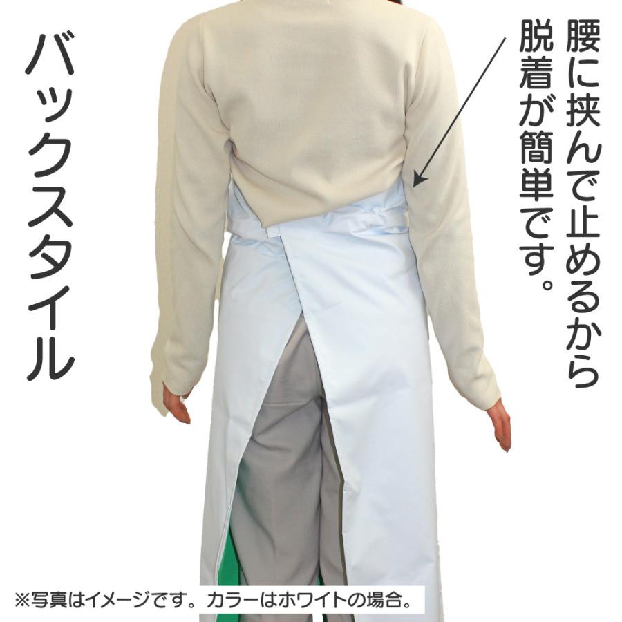 日本製 ワンタッチ防水エプロン 胸付 (90cm×115cm) 紺 業務用 食品加工