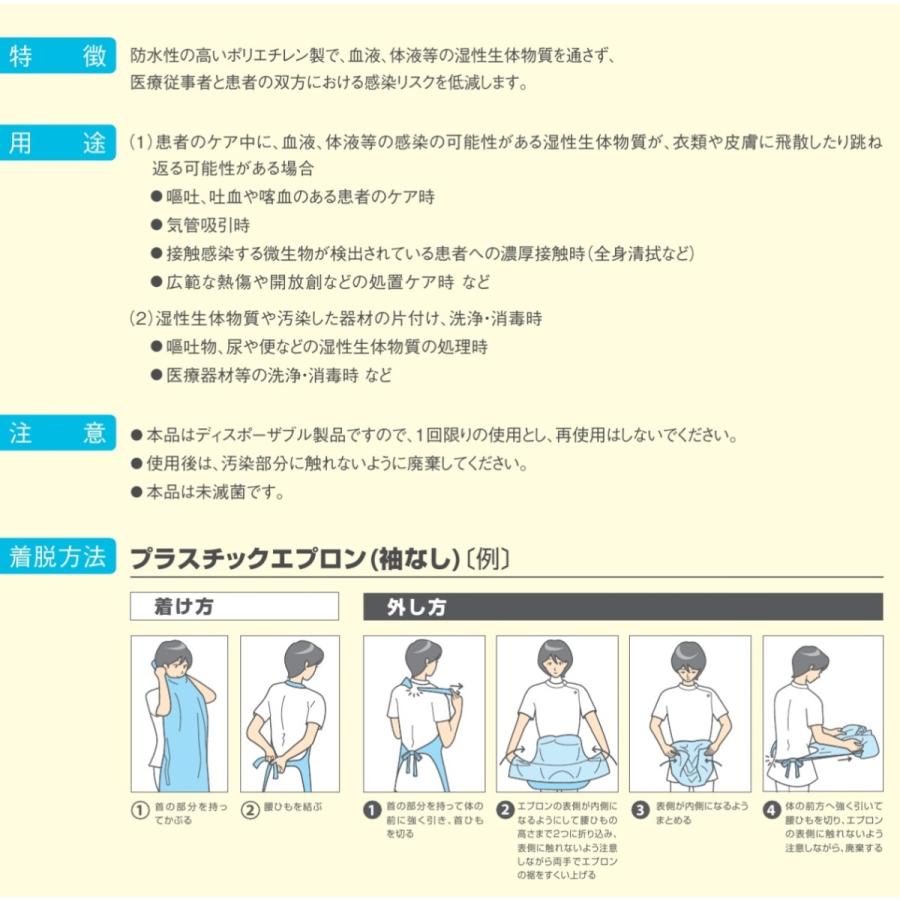 サラヤ プラスチックエプロン 使い捨てタイプ 袖なし ホワイト 50枚入