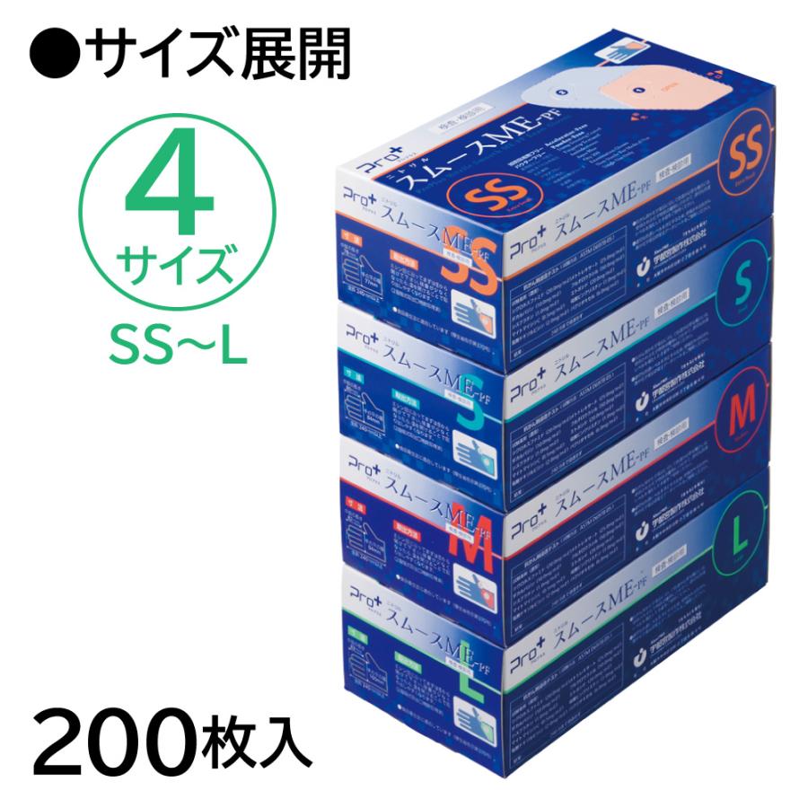 宇都宮制作ro+ニトリルスムースPF Lサイズ　200枚入り 5箱 Pro+ 宇都宮製作 医療用手袋 ニトリルゴム 検査用 検診用 プロプラス