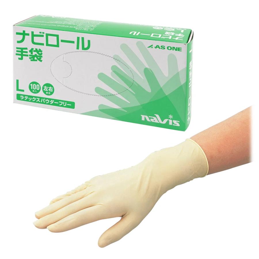 AS ONE 粉なしラテックス手袋 Mサイズ100枚入り　10箱 復活特別価格】川西工業 ラテックスグローブ パウダーフリー 100枚入 M
