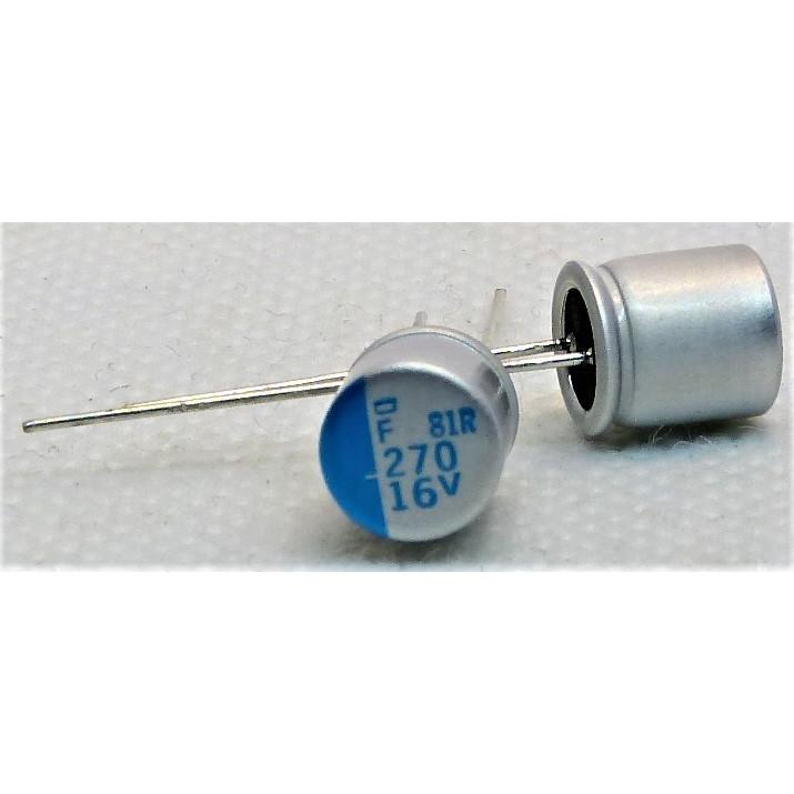 導電性高分子アルミ固体電解コンデンサ 16v 270μF (足付き）2個（16v 