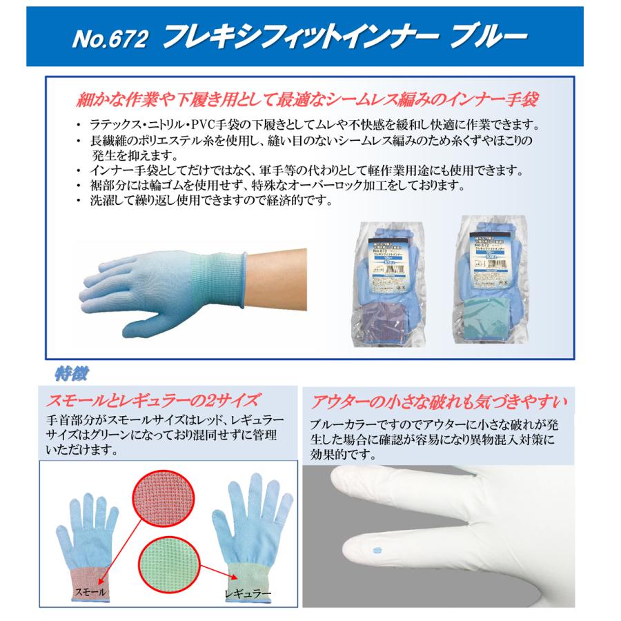 1枚42.2円(1双84.3円)／No.672 フレキシ フィット インナー ブルー(120 