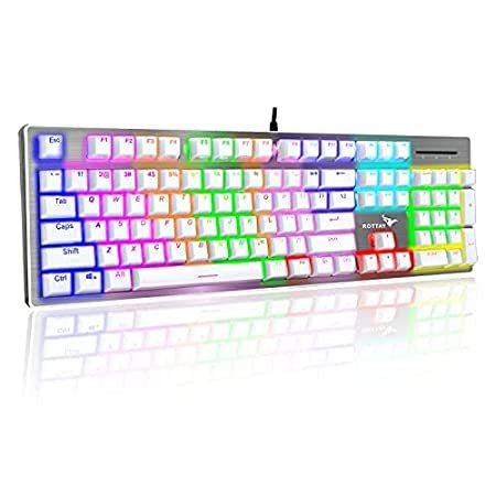 男女兼用 特別価格ROTTAY Co好評販売中 Wired Keyboard, Gaming White Keyboard, Mechanical Backlit Rainbow その他キーボード、アクセサリー
