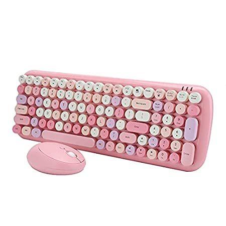 【お得】 特別価格Zunate Pink Wireless Keyboard and Mouse Combo, 2.4G High-Speed Wireless Key好評販売中 その他キーボード、アクセサリー
