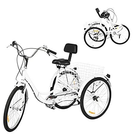 特別価格Adult Three Wheels Bicycle, Folding Tricycle, 26 Inch Wheel & 7 Speed, Low 好評販売中 かご
