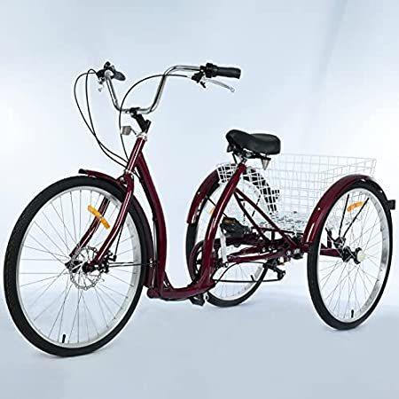 特別価格TOHOSP Adult Tricycle Three Wheel Cruiser Bike 6 Speeds 26 Inch Wheel Cargo好評販売中 かご