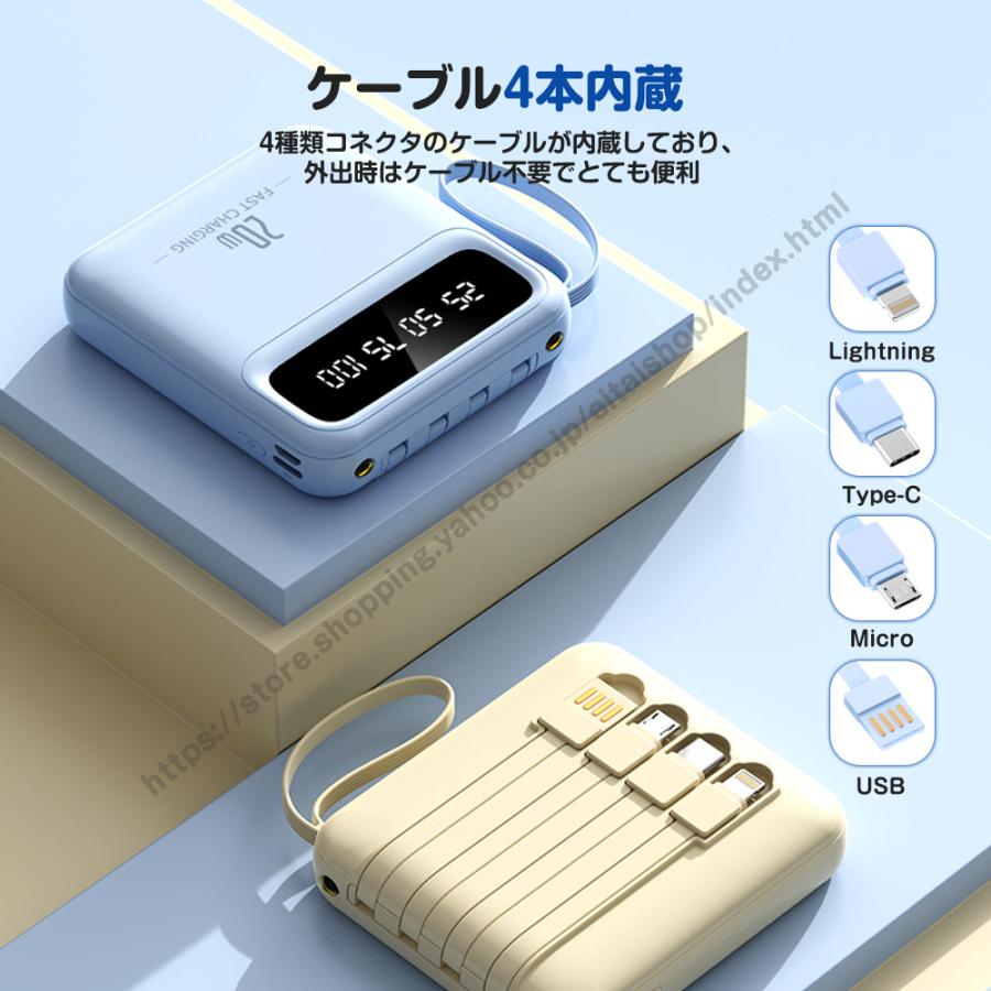 新品未使用❤️20000mAhモバイルバッテリー 急速充電&iphoneアダプター モバイルバッテリー 20000mAh 大容量 スマホ充電器 4台同時充電 急速