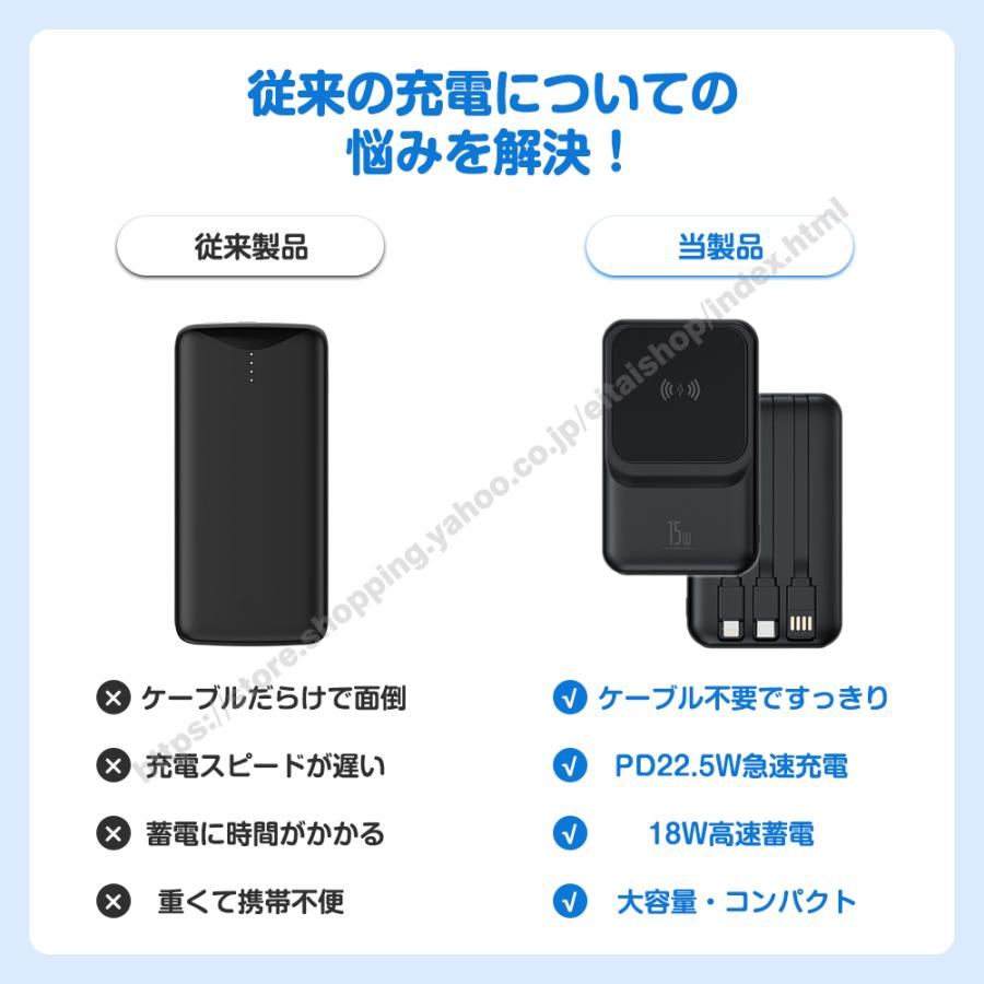 モバイルバッテリー 20000mAh 大容量 ワイヤレス充電 5台同時充電 急速