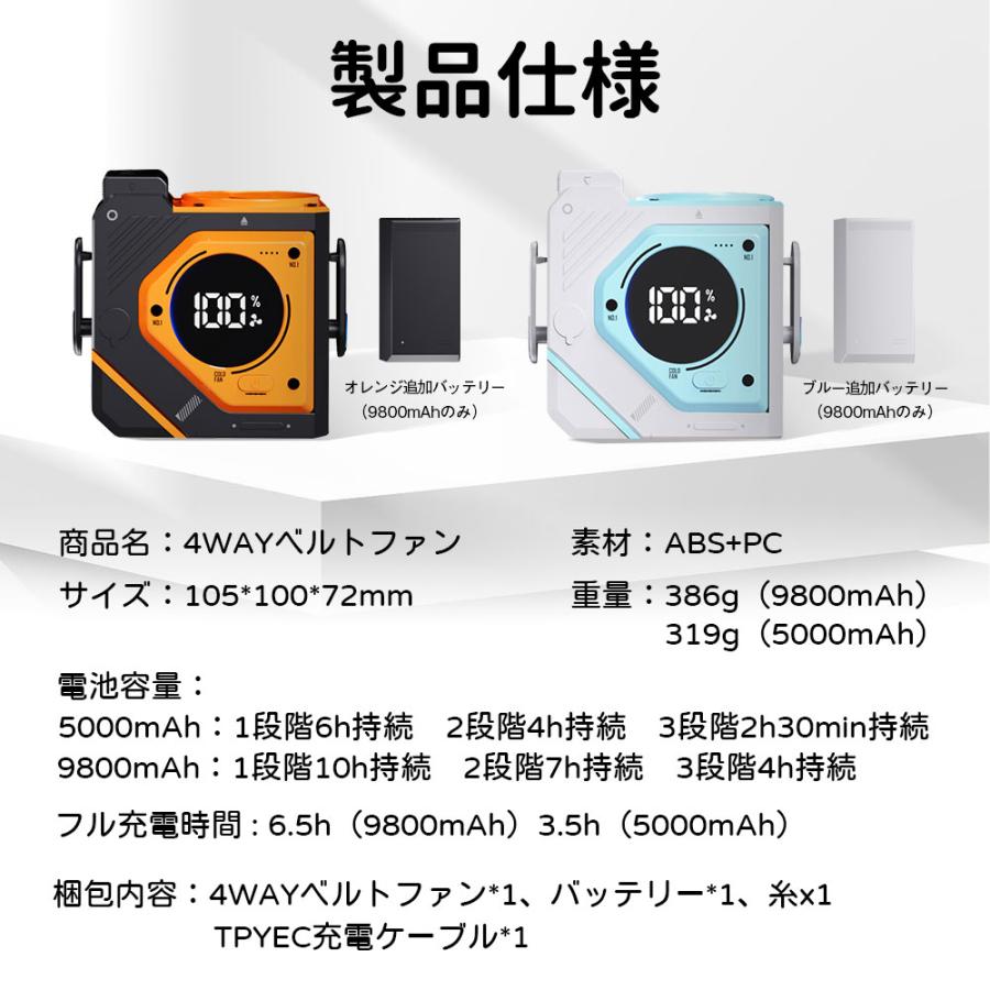 腰掛け扇風機 扇風機 首掛け扇風機 4WAY ベルトファン ネッククーラー