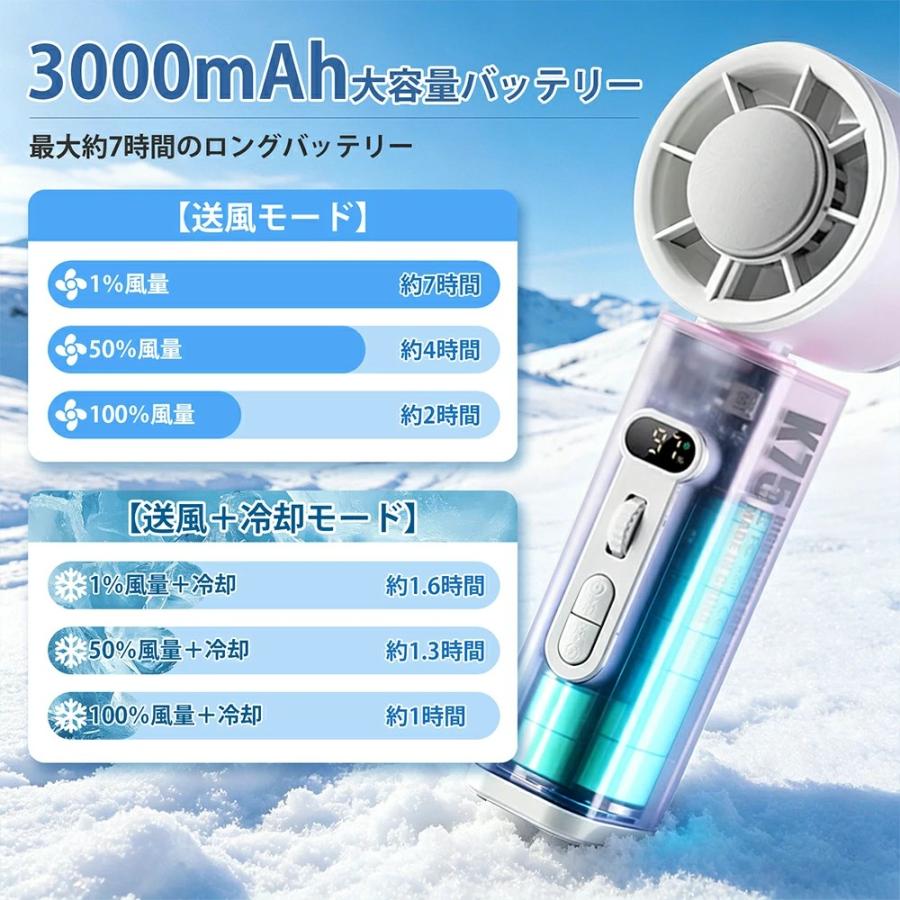 ハンディファン 扇風機 冷却プレート付き 瞬間冷却 3000mAh大容量