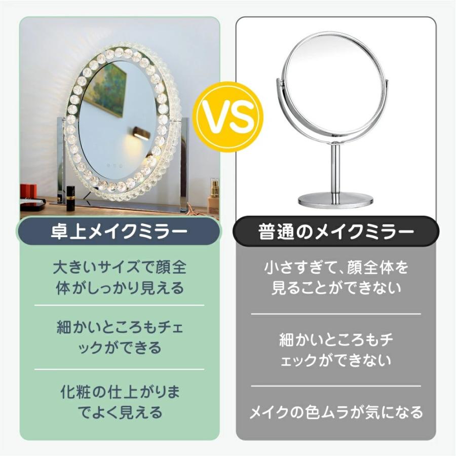 人気商品☆女優ミラー ledライト付き 卓上ミラー 化粧鏡 三段階調色 調