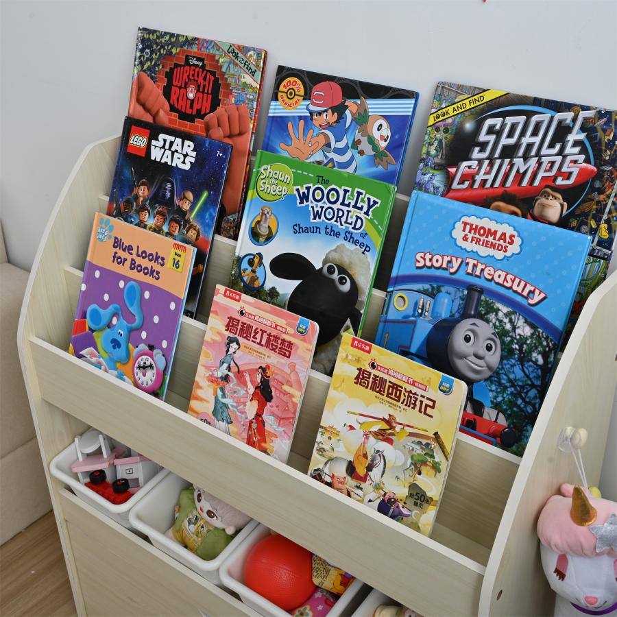 絵本ラック おもちゃ収納 絵本棚 収納ラック キャスター付き 本箱 BOX