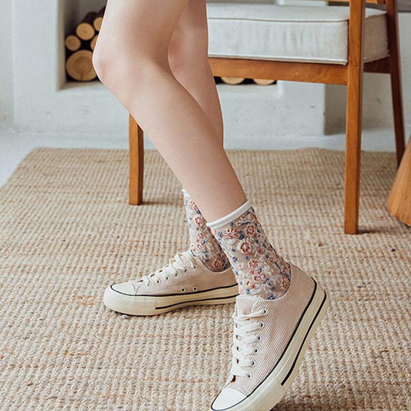 ソックス レディース 靴下 くつした  秋 冬 クルー フラワー 花 可愛い おしゃれ  プレゼント 欧米風 お正月 クリスマス お歳暮 プレゼント 福袋 2022 |  | 06