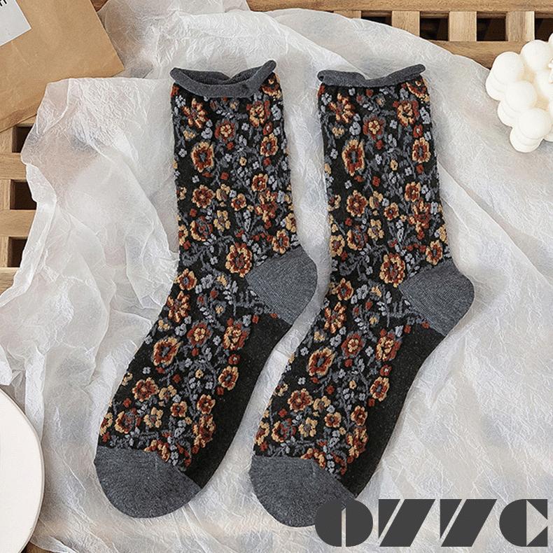 ソックス レディース 靴下 くつした  秋 冬 クルー フラワー 花 可愛い おしゃれ  プレゼント 欧米風 お正月 クリスマス お歳暮 プレゼント 福袋 2022 |  | 20