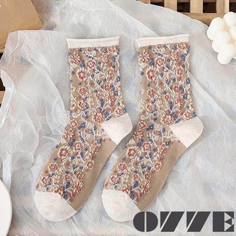 ソックス レディース 靴下 くつした  秋 冬 クルー フラワー 花 可愛い おしゃれ  プレゼント 欧米風 お正月 クリスマス お歳暮 プレゼント 福袋 2022 |  | 22