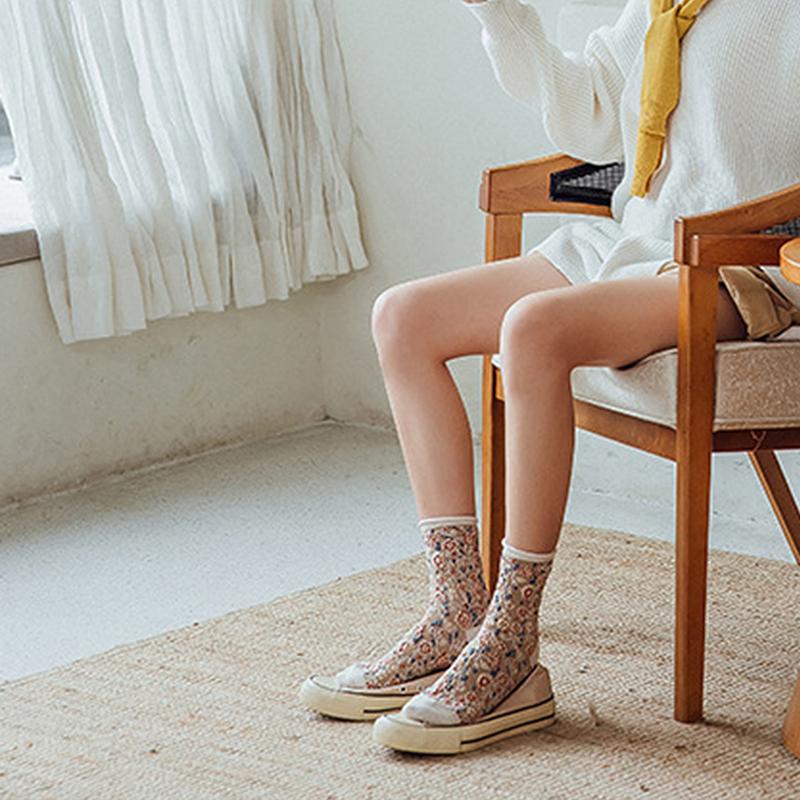 ソックス レディース 靴下 くつした  秋 冬 クルー フラワー 花 可愛い おしゃれ  プレゼント 欧米風 お正月 クリスマス お歳暮 プレゼント 福袋 2022 |  | 10