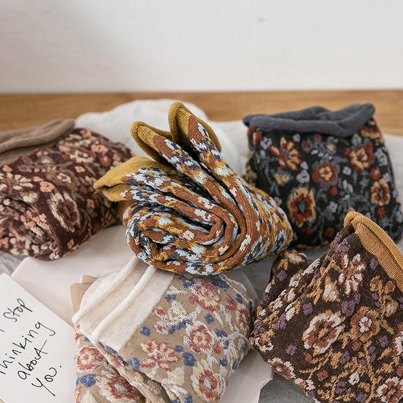 ソックス レディース 靴下 くつした  秋 冬 クルー フラワー 花 可愛い おしゃれ  プレゼント 欧米風 お正月 クリスマス お歳暮 プレゼント 福袋 2022 |  | 11