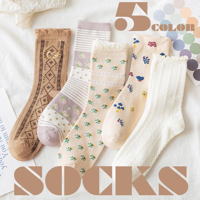 靴下 ソックス レディース 送料無料 花柄 ショート 締め付けない ゆったり 綿 ゆるい 口ゴム 送料無料 お正月 お歳暮 福袋 | 
