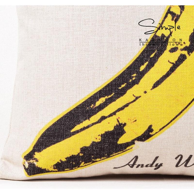 冬バーゲン アンディ ウォーホル Andy Warhol 作品 ポップアート バナナ 抽象画 シンプル おしゃれ リネン クッションカバー 45x45cm Cisama Sc Gov Br