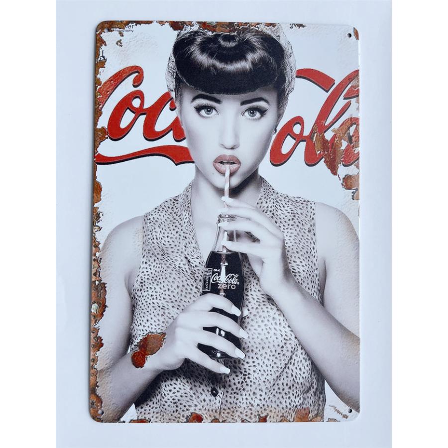 コカコーラ Coca-Cola アメリカ雑貨☆レトロ調☆アメリカンブリキ看板 