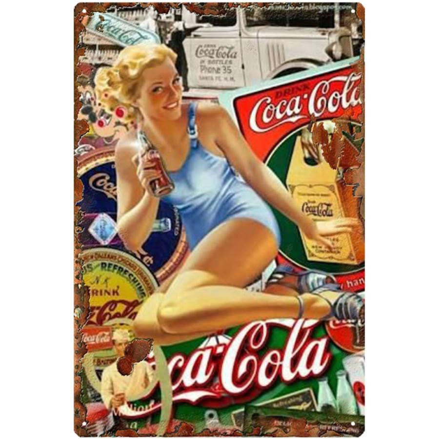 Coca-Cola レトロ女性看板 コカコーラ Coca-Cola girl アメリカ雑貨☆レトロ調☆アメリカンブリキ